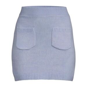 FREE PEOPLE Viola Knit Mini Blue Pencil Skirt